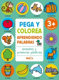 Pega y colorea aprendiendo palabras-animales y primeras palabras